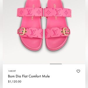 Louis Vuitton Bom Dia flat comfort mule sandals pink gently used